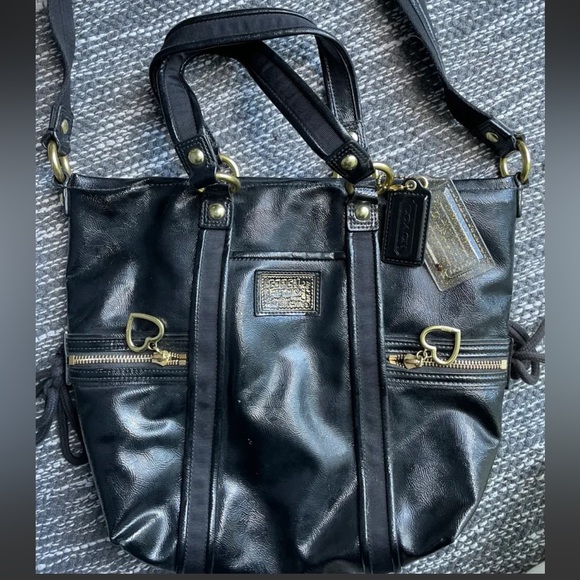 COACH black leather cross body purse - Picture 2 of 6